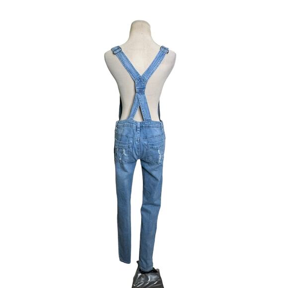 Tinseltown blue distressed denim overalls size M - Picture 16 of 16